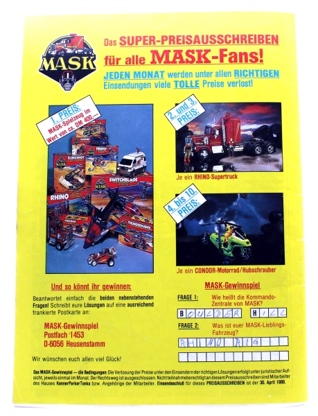 MASK Comic Magazin Nr. 9 (1988): Unter Arrest von Interpart